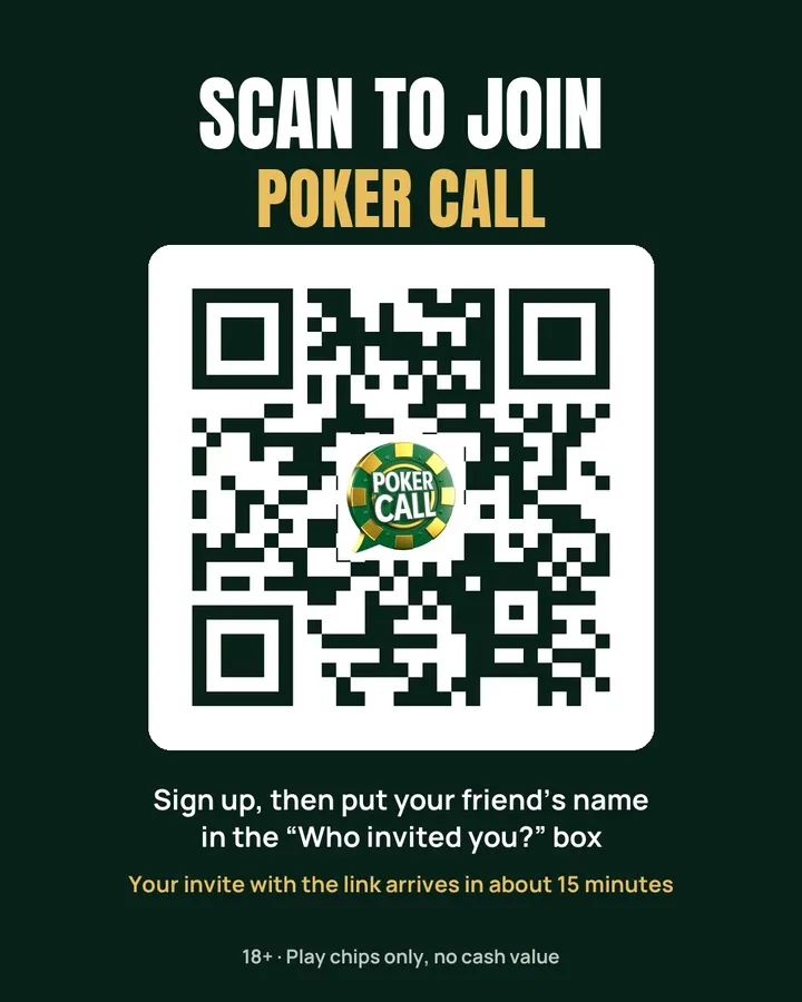 Scan to join Poker Call: sign up, then put your friend’s name in the Who invited you box