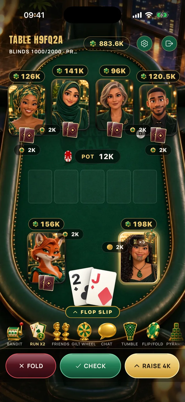 Poker Call screen: table-preflop